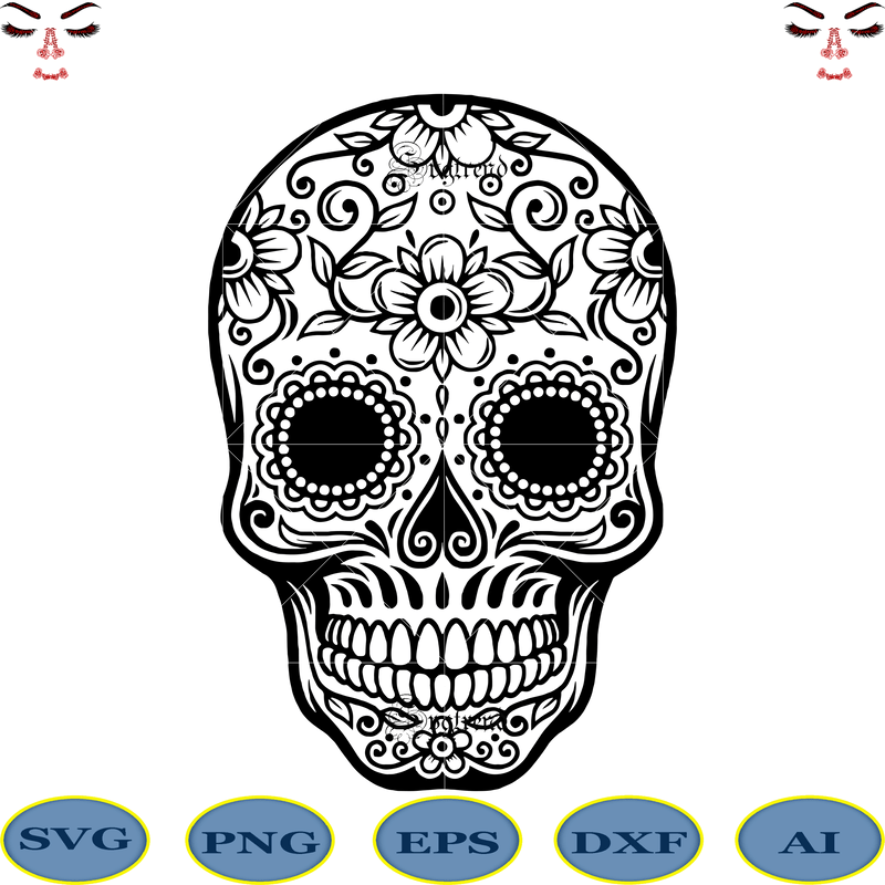 Download Skull with flower vector, Sugar Skull Svg, Skull Svg ...