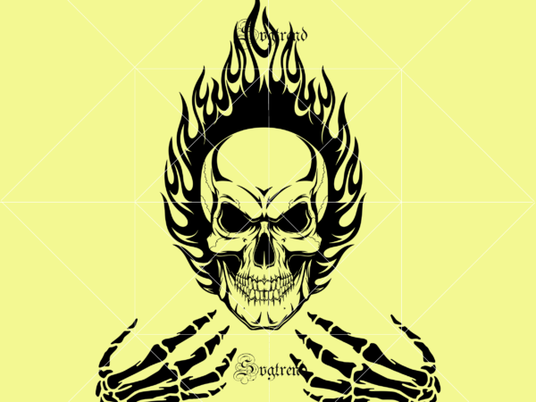 Download Hand Skeleton Skull Svg Human Skull With Flames Svg Sugar Skull Svg Skull Svg Skull