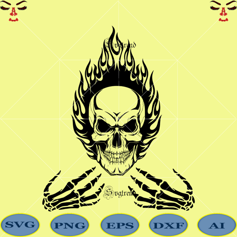 Hand skeleton & skull Svg, Human skull with flames Svg, Sugar Skull Svg, Skull Svg, Skull vector, Sugar skull art vector, Skull with flower Svg, Skull Tattoos Svg, Halloween, Day