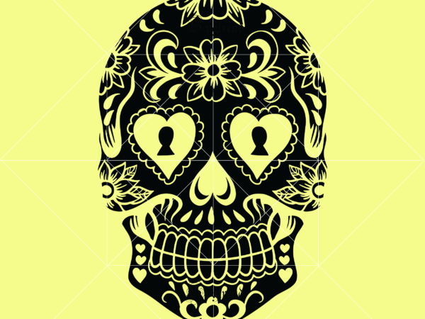 Calavera Sugar Skull Svg, Girl Skull Tattoo Svg, Woman Skull