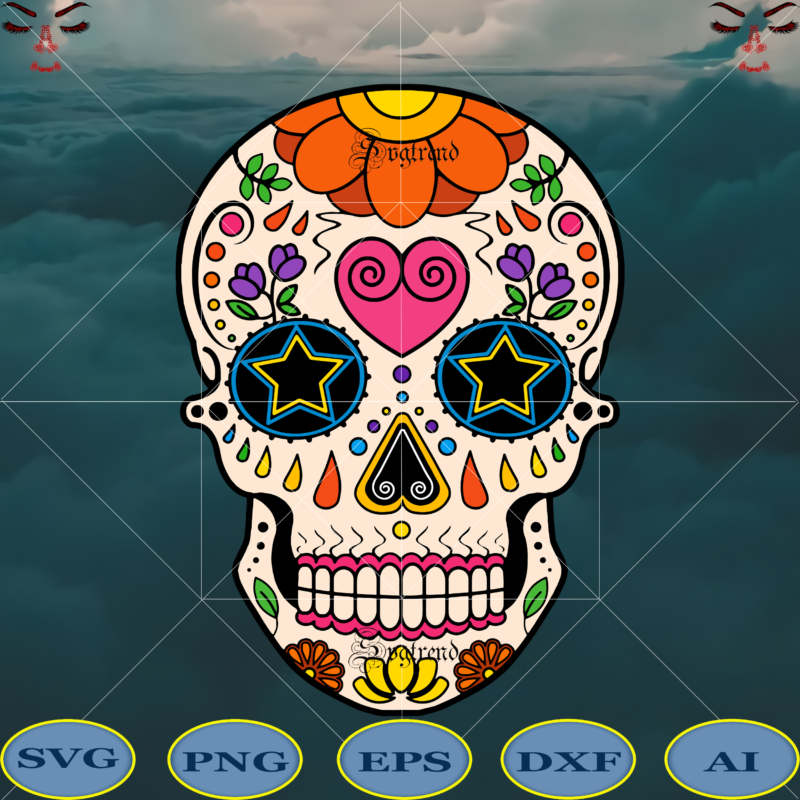 Halloween, Sugar Skull Svg, Sugar Skull vector, Sugar Skull logo, Skull logo, Skull Png, Skull Svg, Skull vector, Sugar skull art vector, Sugar Skull With Flower logo, Sugar skull with