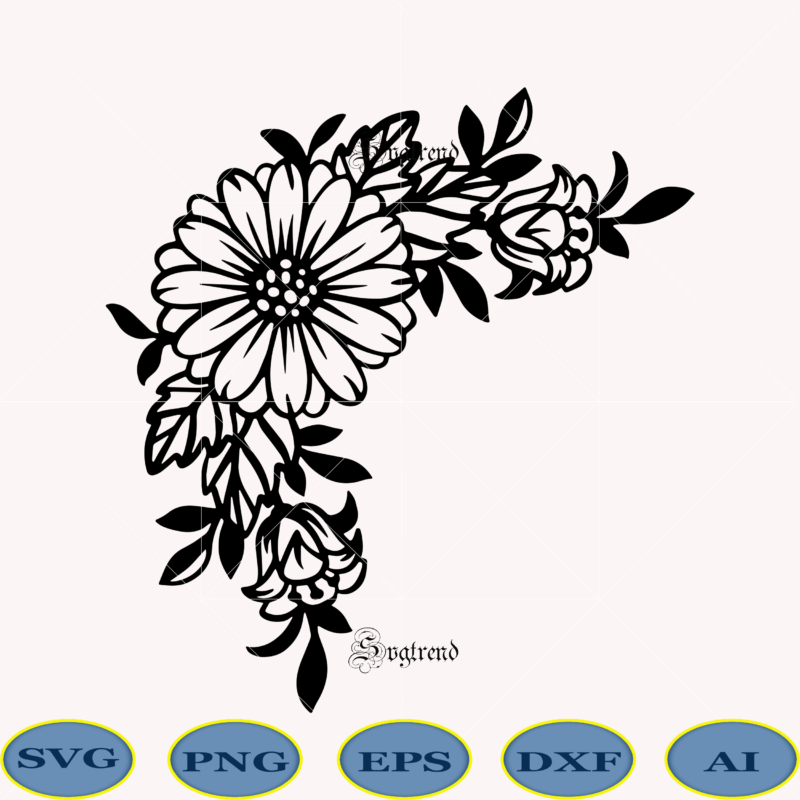 Download Flowers frame SVG cut file, Daisy flower SVG, Floral frame ...