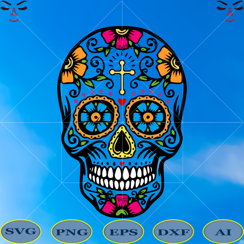 Download Skull With Flower Vector Sugar Skull Svg Skull Svg Skull Vector Sugar Skull Art Vector Skull