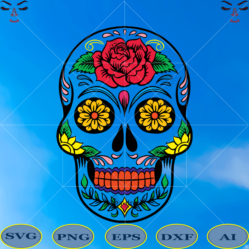 Sugar Skull Dog #2 SVG - Free SVG files