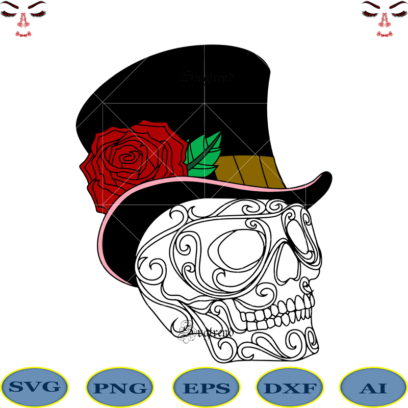 Download Halloween, Harlequin masquerade skull, Sugar Skull Svg ...