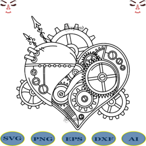 Heart logo, Heart Svg, Steampunk Heart Svg, The heart has a valve that ...