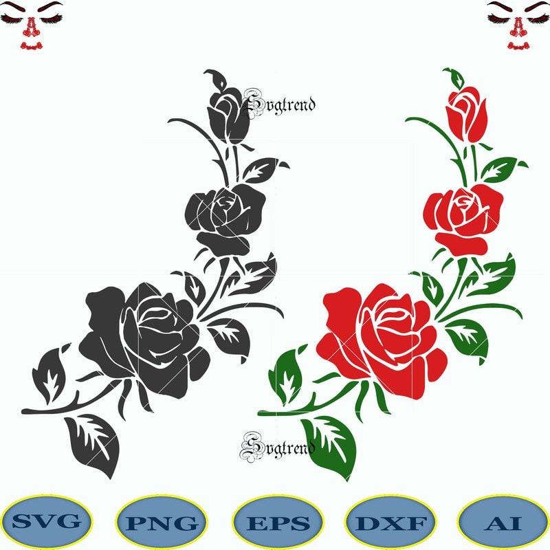 Rose SVG, Flower Svg, Vector Cut file For Silhouette, Cricut, Pdf Eps Png  Dxf, Stencil, Decal, Pin, Sticker