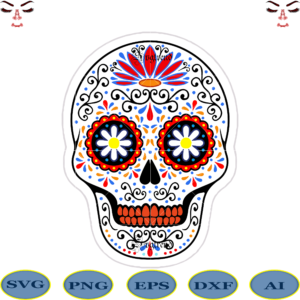 Sugar Skull Svg, Skull Svg, Skull vector, Sugar skull art vector, Skull ...