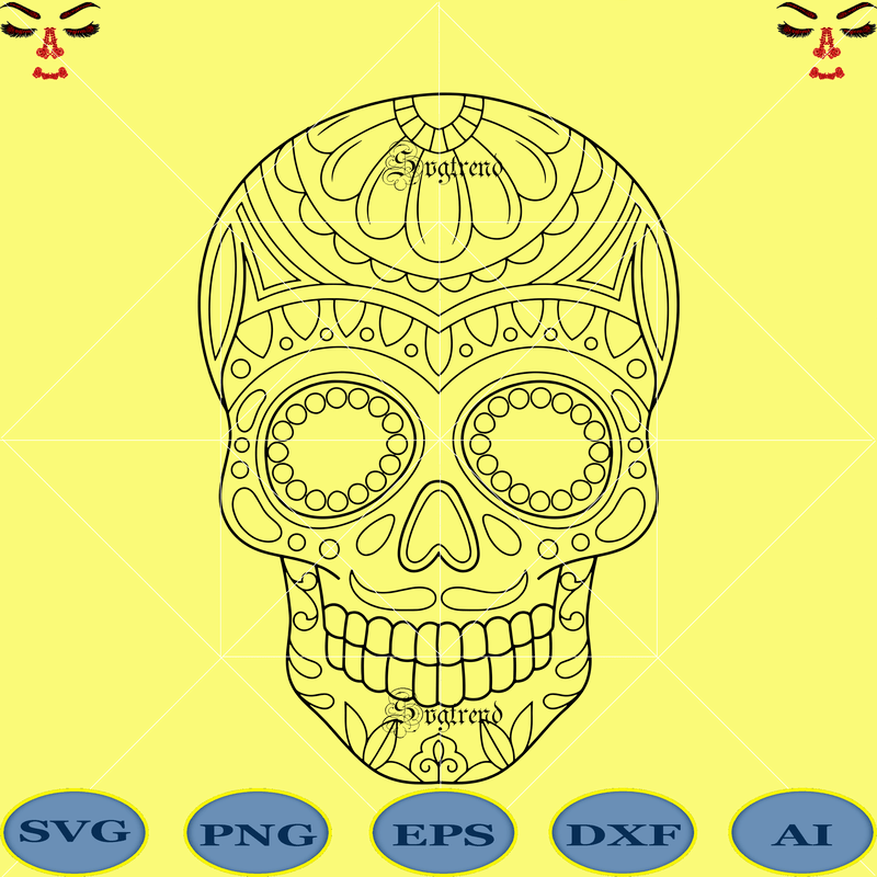 Download Sugar Skull With Flower Svg, Sugar skull Svg, Halloween ...