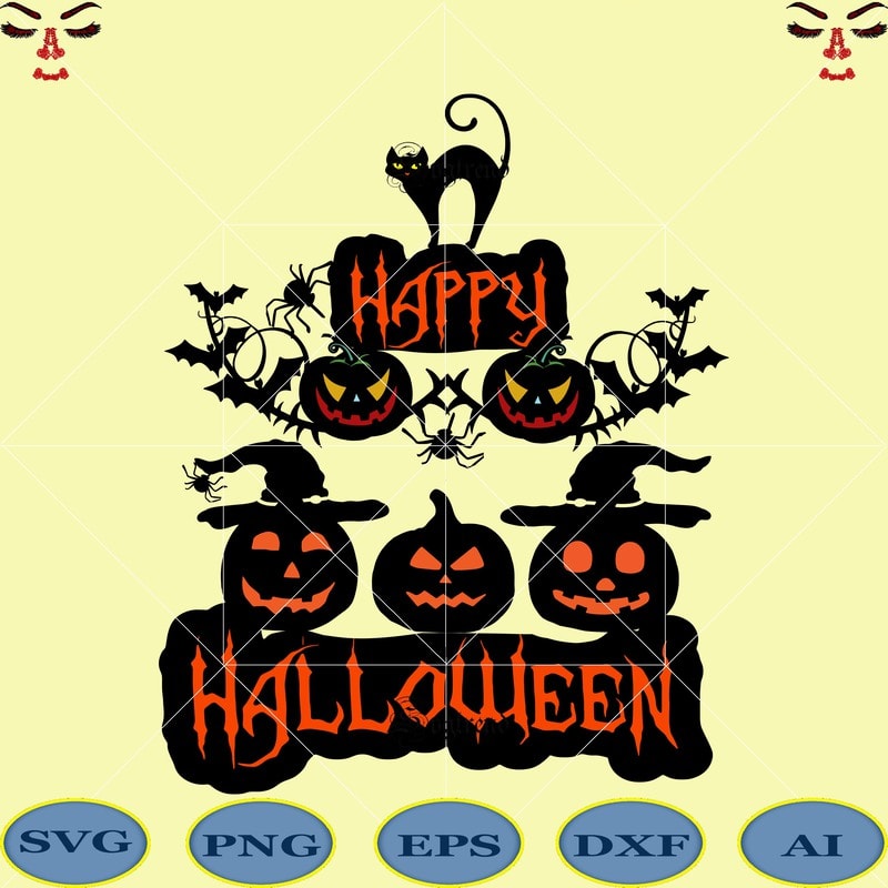 Halloween, Happy Halloween Svg, Day of the dead vector, Happy Halloween ...