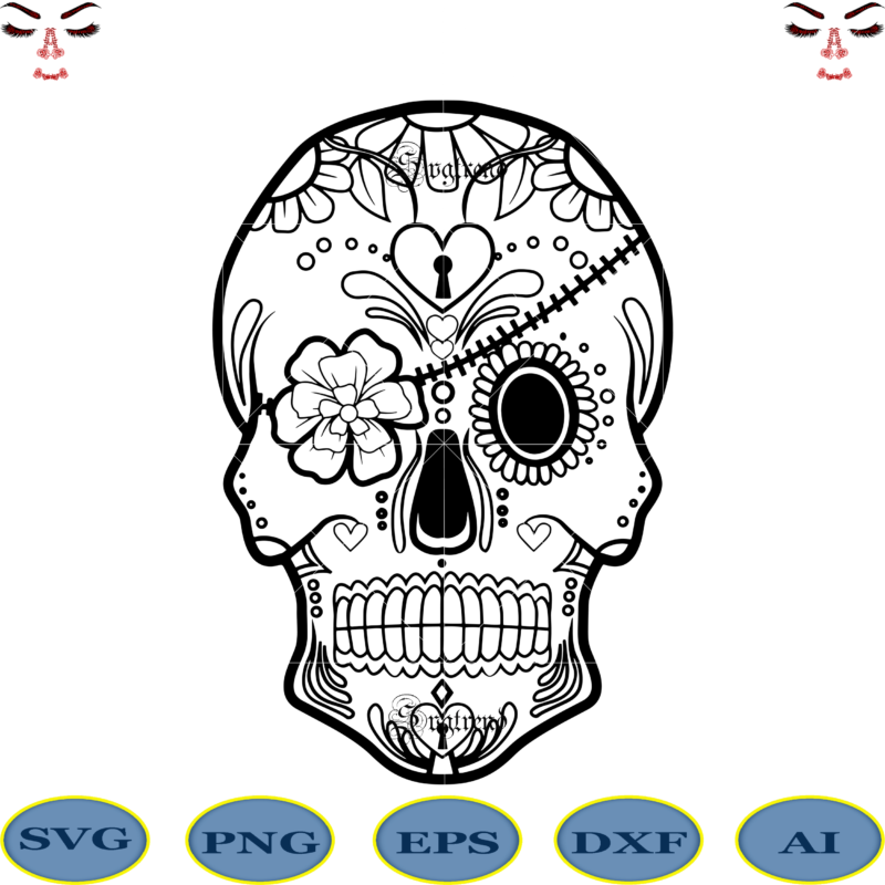 Download Halloween Sugar Skull Svg Sugar Skull Headband And Flowers Svg Sugar Skull Vector Sugar Skull Logo PSD Mockup Templates