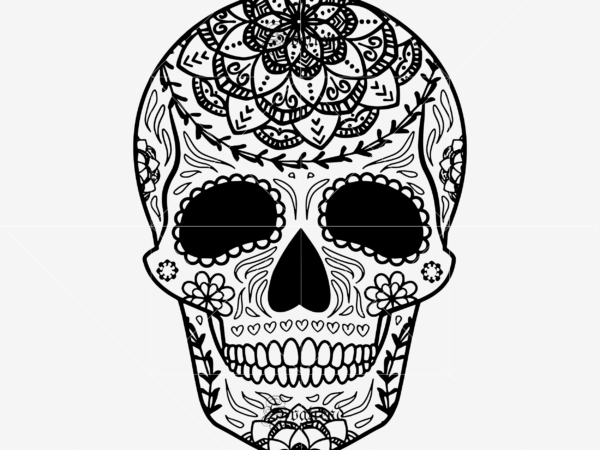 Sugar Skull Svg Skull Svg Skull Vector Sugar Skull Art Vector Skull With Flower Svg Skull Tattoos Svg Halloween Day Of The Dead Svg Calavera Svg Mandala Skull Mexican Skull Vector