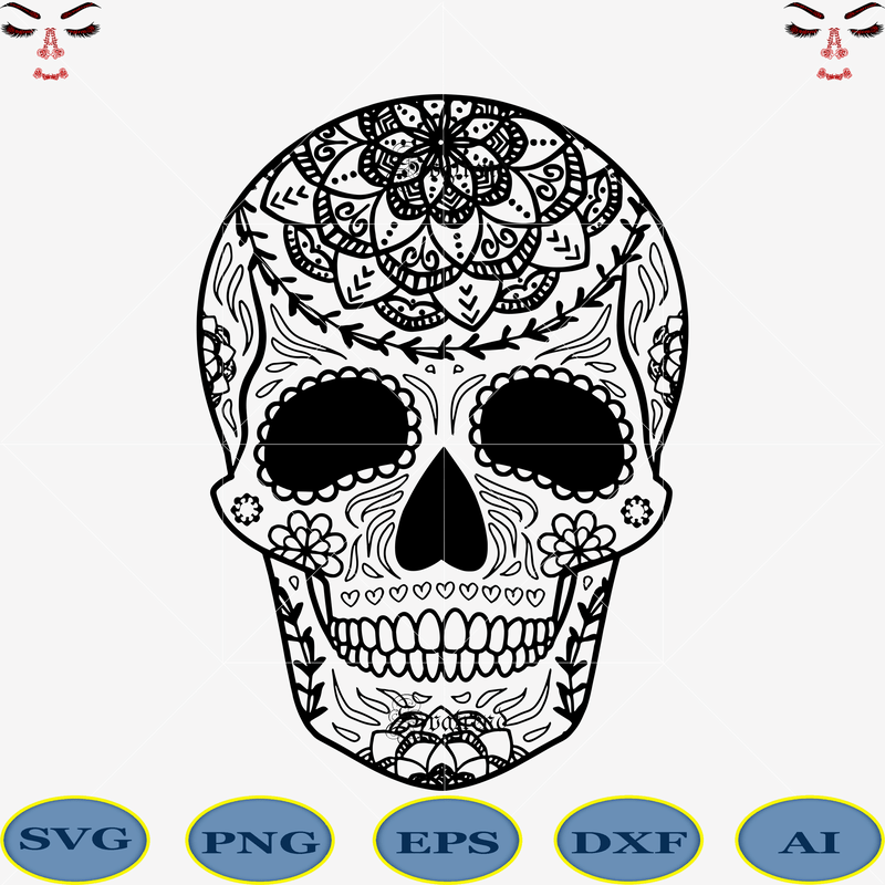 Catrina Sugar Skull Svg, Skull Floral Svg, Catrina Halloween