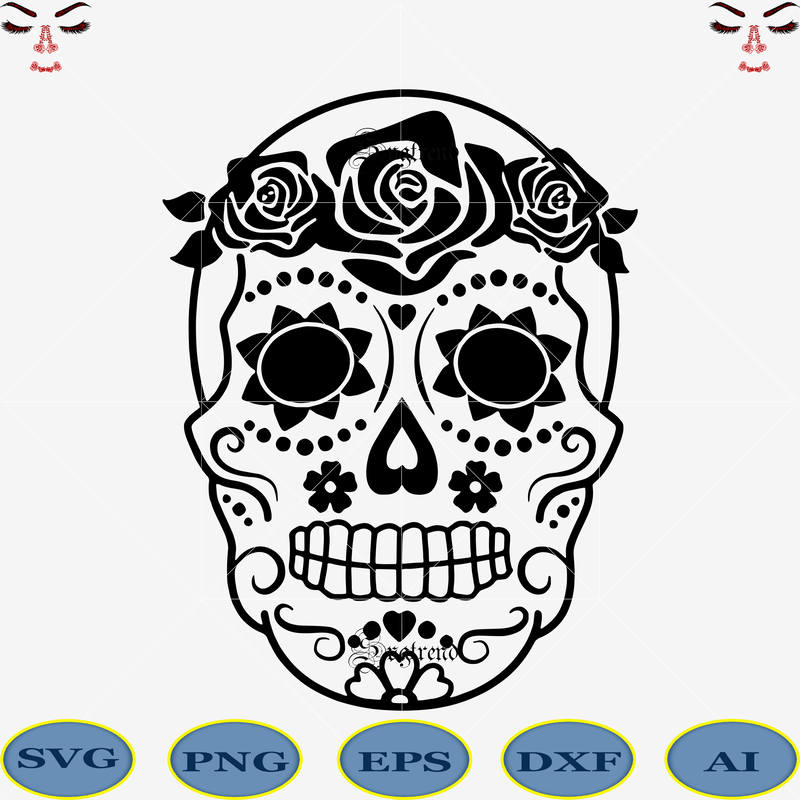 Halloween, Sugar Skull Svg, Sugar Skull vector, Sugar Skull logo, Skull ...