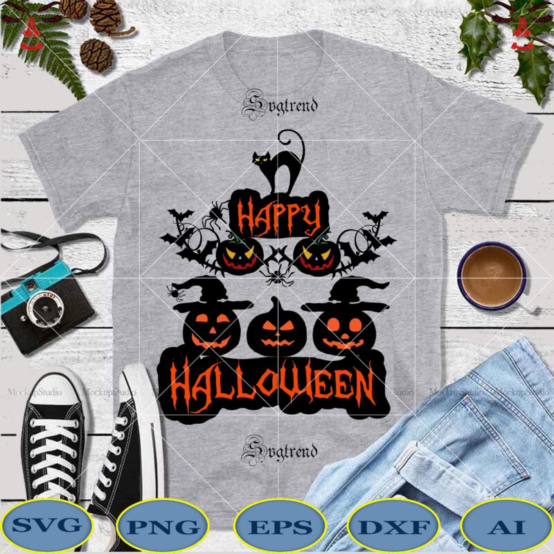 Halloween, Happy Halloween Svg, Day of the dead vector, Happy Halloween Cut File, Happy Halloween vector digital download file. Silhouette Halloween clipart, Happy Halloween 2020, Shadow of death vector, Horror