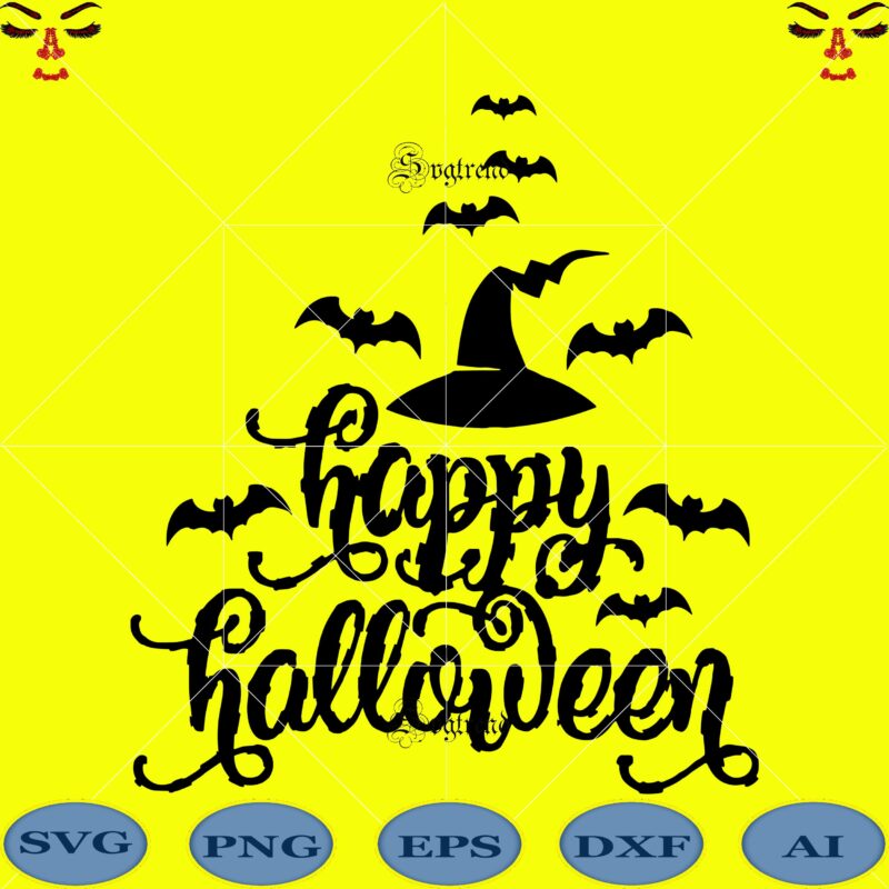 Happy Halloween SVG, Day of the dead logo, Happy Halloween Cut File, Happy Halloween vector digital download file. Silhouette Halloween clipart, Happy Halloween 2020, Halloween vector, Shadow of death vector,