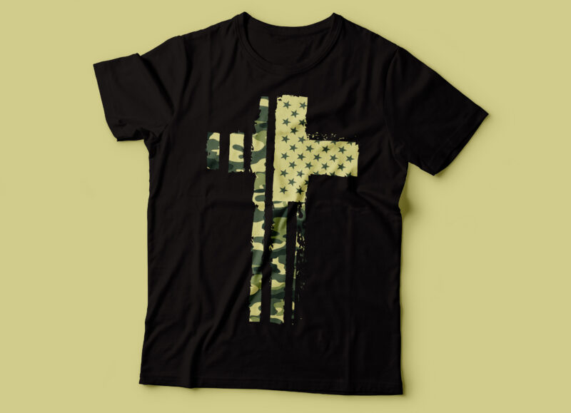 USA camo army cross | USA flag ripped design | army military