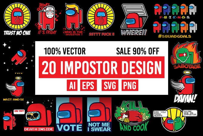 Free 20 impostor design bundle 100% vector ai, eps, svg, png,