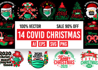 14 Covid Christmas design 100% vector ai, eps, svg, png transparent