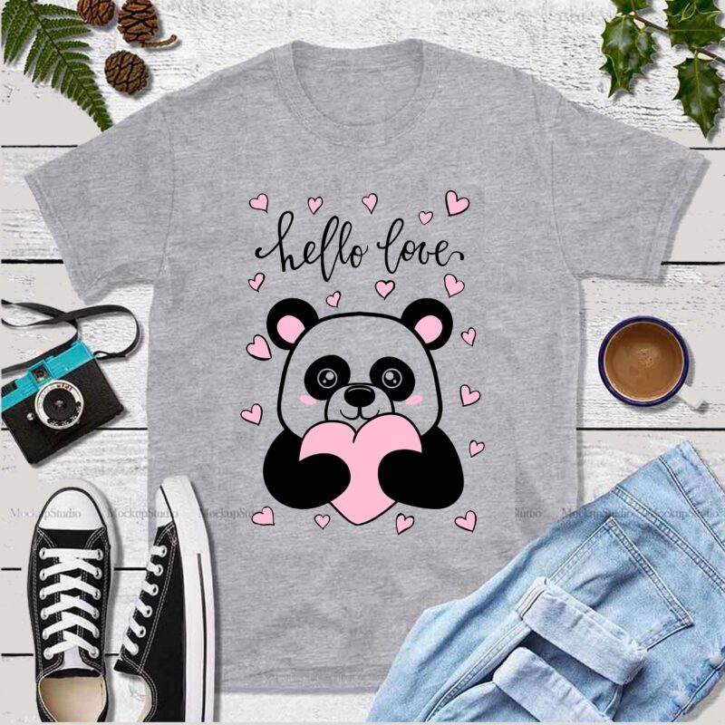 Happy Valentine's Day tshirt designs, Valentine's Day, Valentines, Valentines Svg, Valentines vector, Valentine's Quotes, Hello love Svg, Hello love vector, Bear with heart Svg, Lovely bear Svg, Bear Svg, Bear