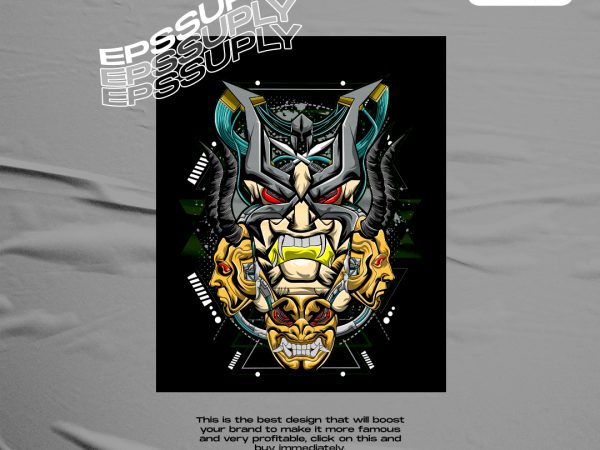 Demon mask mecha tshirt design png