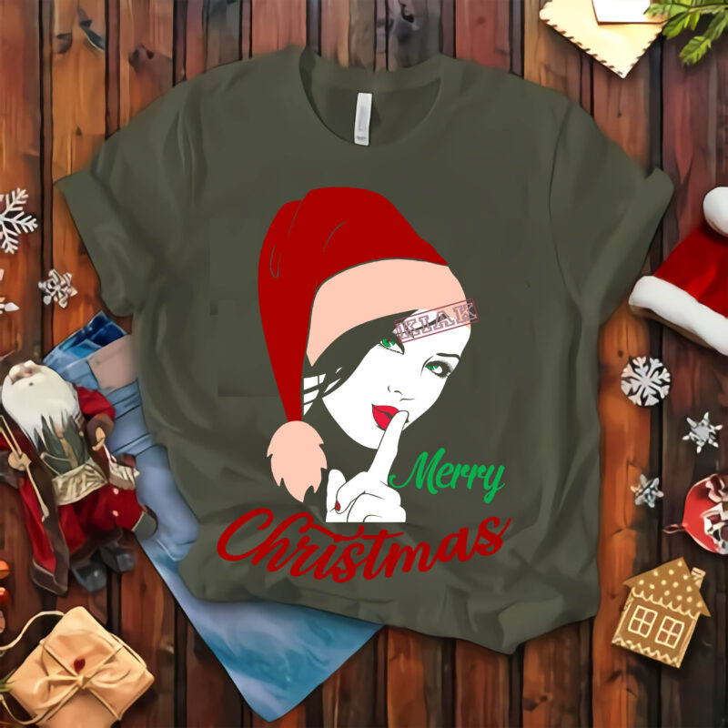 Don't make a noise so she can celebrate Christmas vector, Girl signaled to be quiet, don't make a noise so she can celebrate Christmas t shirt template vector, Merry Christmas,