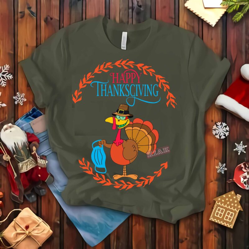 Happy thanksgiving T shirt template vector, Happy thanksgiving vector, Thanksgiving 2020 turkey wearing mask, Turkey thanksgiving Svg, Thanksgiving 2020, Thanksgiving vector