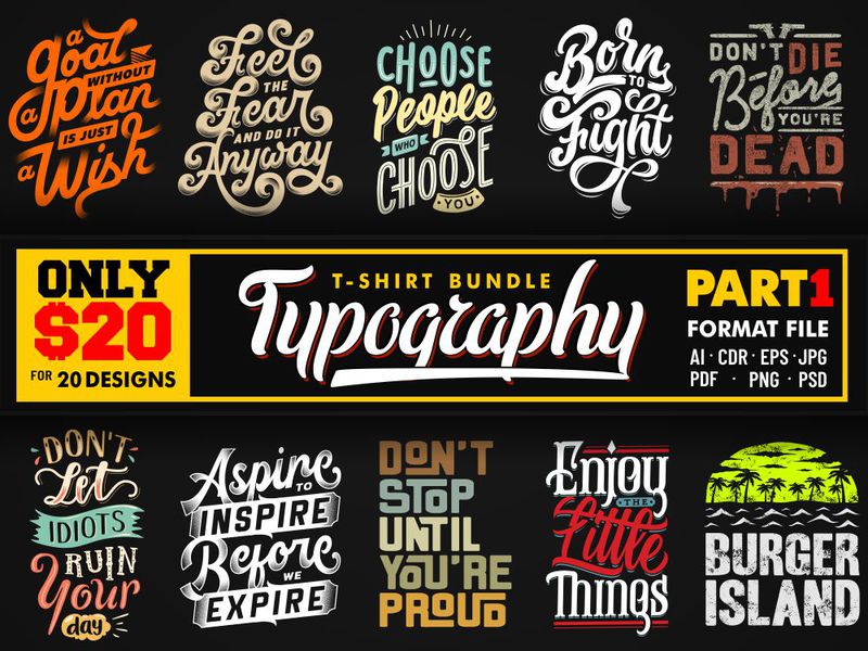 Free Typography t-shirt designs bundle part 1