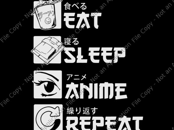 Eat Sleep Anime Repeat Japanese Kanji Stock Vector Royalty Free  1750932617  Shutterstock