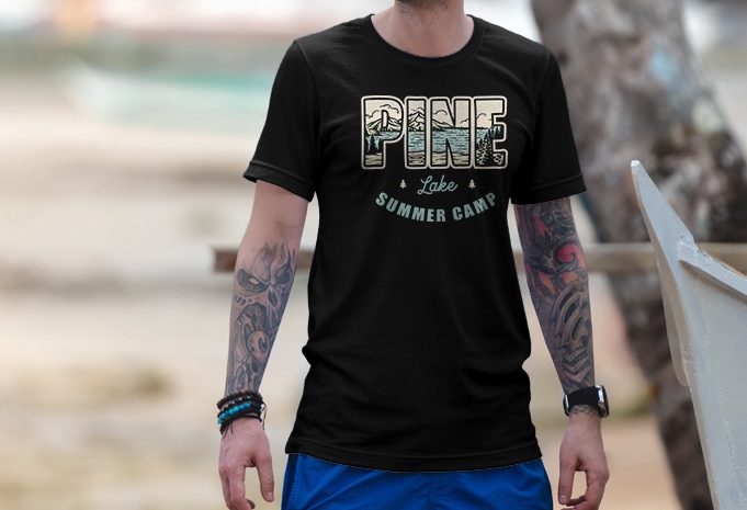 Pine Lake vector t-shirt design