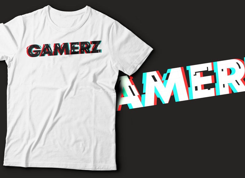 gamerz glitch effect text design | game lover design - Buy t-shirt designs