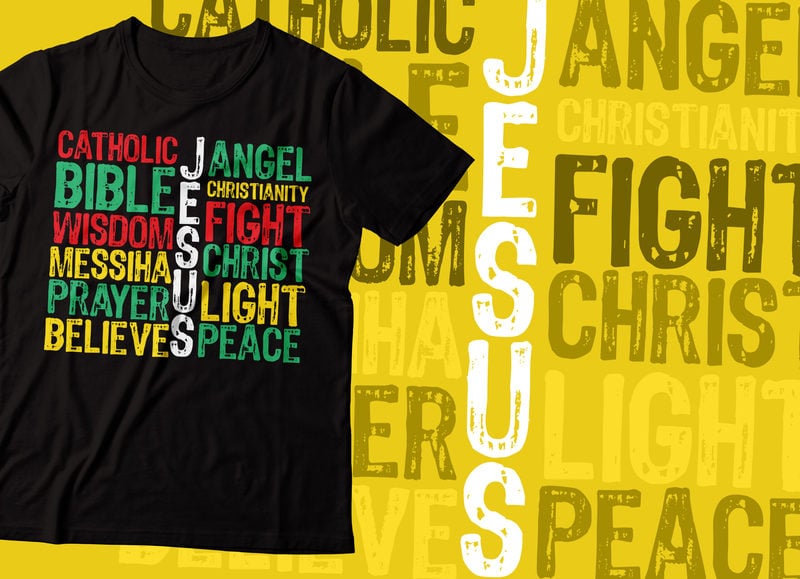 Download Jesus And Faith Colorful Design Retro Script Style T Shirt Jesus Faith Christian T Shirt Design Buy T Shirt Designs