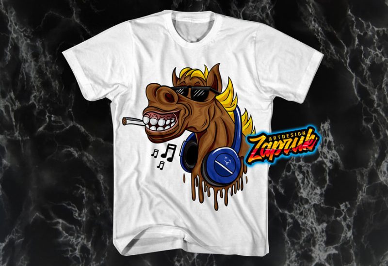 Cool DJ Horse artwork – Tshirt design for sale