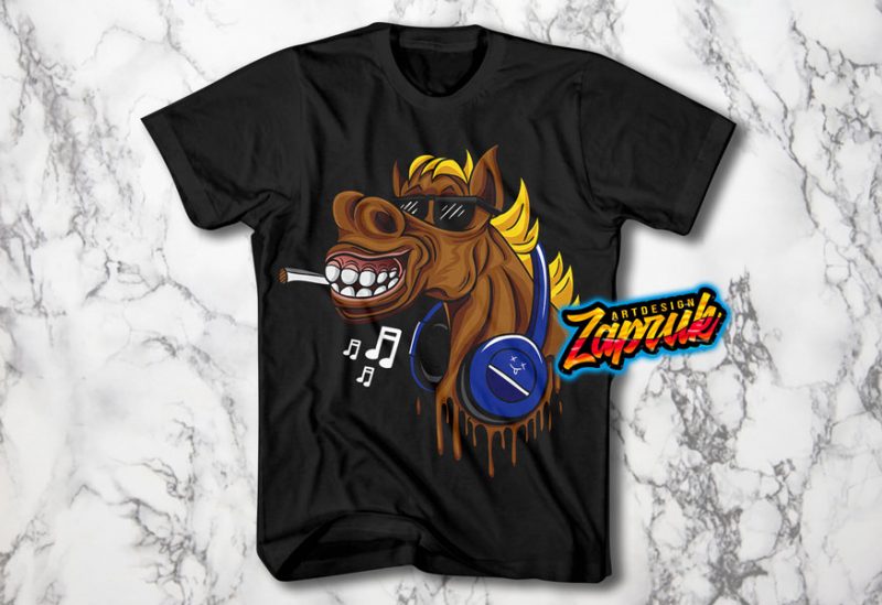 Cool DJ Horse artwork – Tshirt design for sale