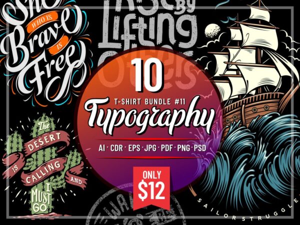 Typography t-shirt designs bundle part 11