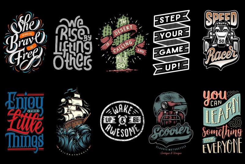 TYPOGRAPHY T-SHIRT DESIGNS BUNDLE PART 11