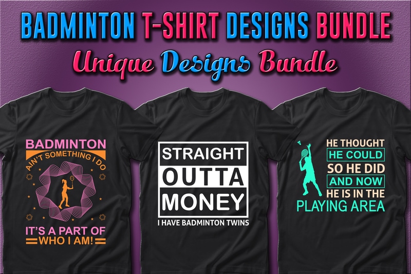 Best Selling 40 Badminton Sport T-shirt Designs Bundle