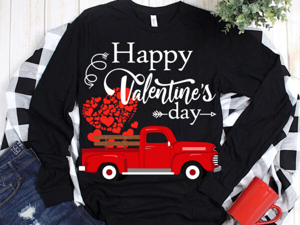 Truck carrying hearts on valentine’s day design t-shirt vector, valentines