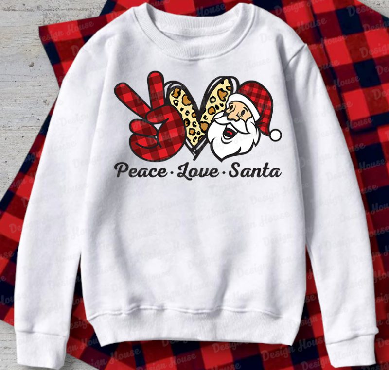 Peace love Santa t-shirt Design | sublimation download | Santa t-shirt design digital file