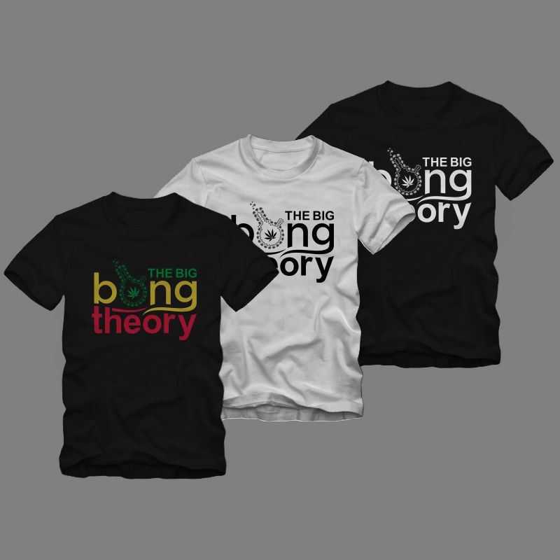 Free The big bong theory cannabis t shirt design, cannabis vector illustration, smoker t shirt, stoner illustration t shirt design sale for commercial use