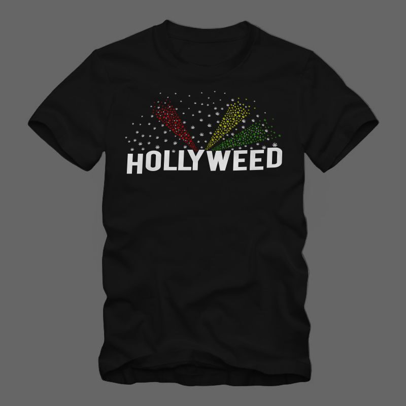 A Night in Hollyweed cannabis t shirt design, cannabis t shirt, hollyweed t shirt design, hollywood parody t shirt design, smoker t shirt, stoner t-shirt, cannabis t shirt design for