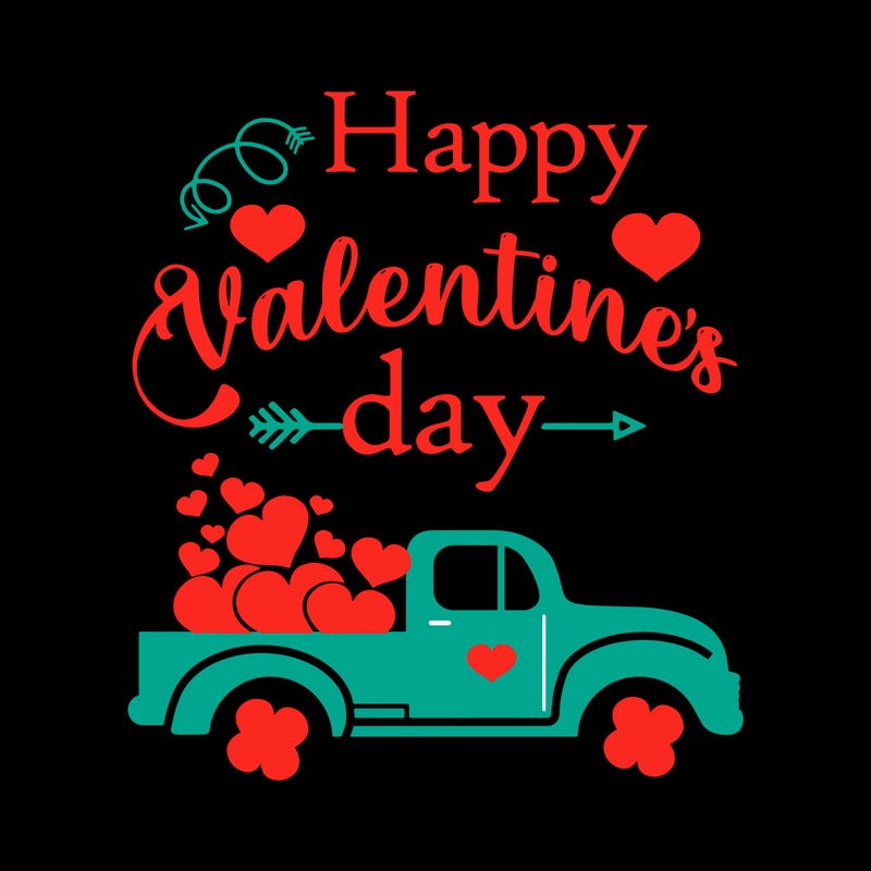 Download Truck carrying hearts on Valentine's Day design T-shirt vector, Valentines, Truck Love PNG ...