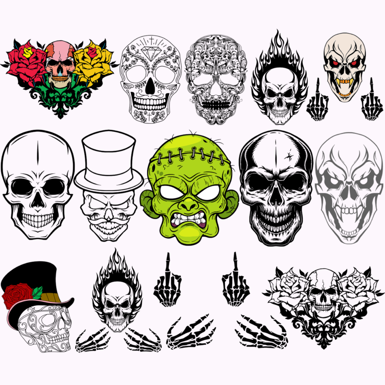 103 Skull bundles t shirt design vector, Bundles Skull SVG Bundle ...