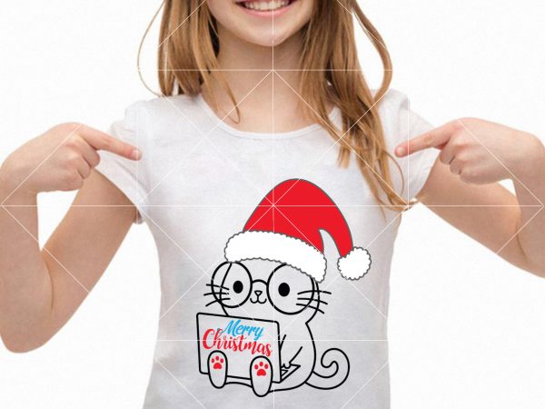 Christmas cat nerd vector, christmas kitten svg, christmas cat svg, christmas cat nerd svg, christmas kitten vector, kitten svg, kitten vector, cat svg, cat vector, cat nerd svg png dxf