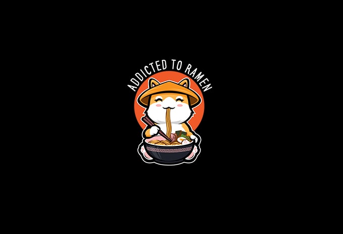 Free Addicted to ramen vector t-shirt design