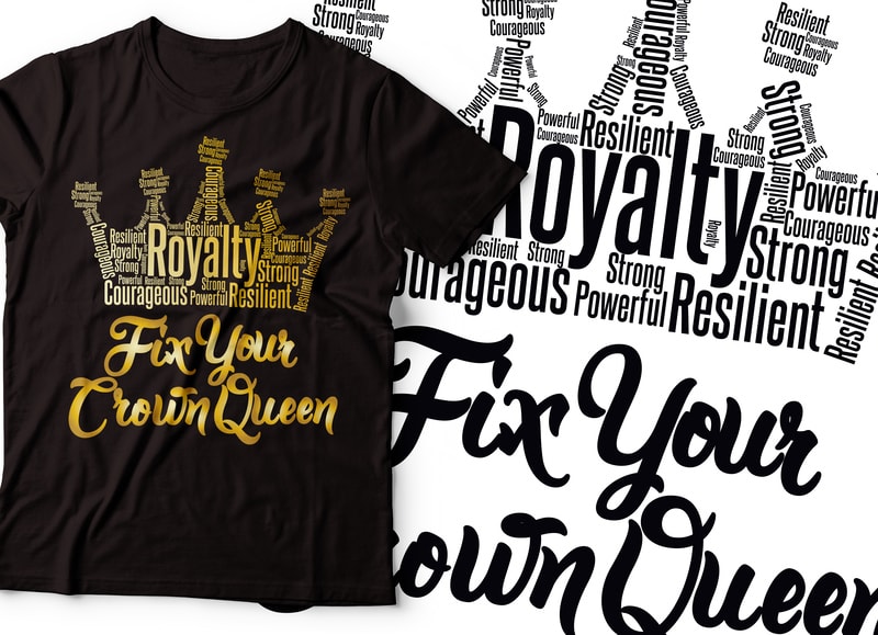 Free Fix your crown queen tshirt design | african american tshirt design | black woman tshirt design |feminism tshirt