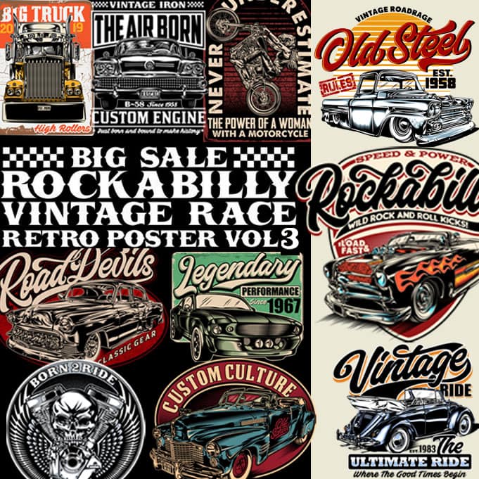 BIG SALE ROCKABILLY, VINTAGE RACE & RETRO POSTERS VOL 3 - Buy t-shirt ...