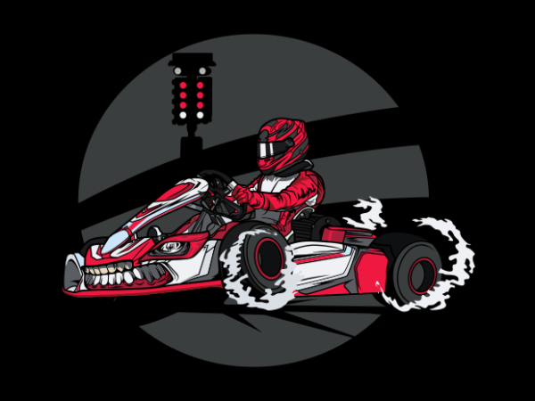 Red monster gokart t shirt design online