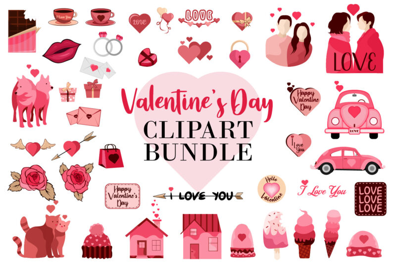 Valentine's day clipart bundle element for t shirt design, Happy valentine's  day, Romantic illustration, Love vector collection, Set of valentine clip  art symbols, Valentine's t shirt design, Love t shirt - Buy