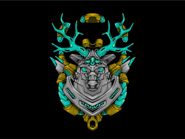 Deer mecha cyberpunk t shirt vector illustration